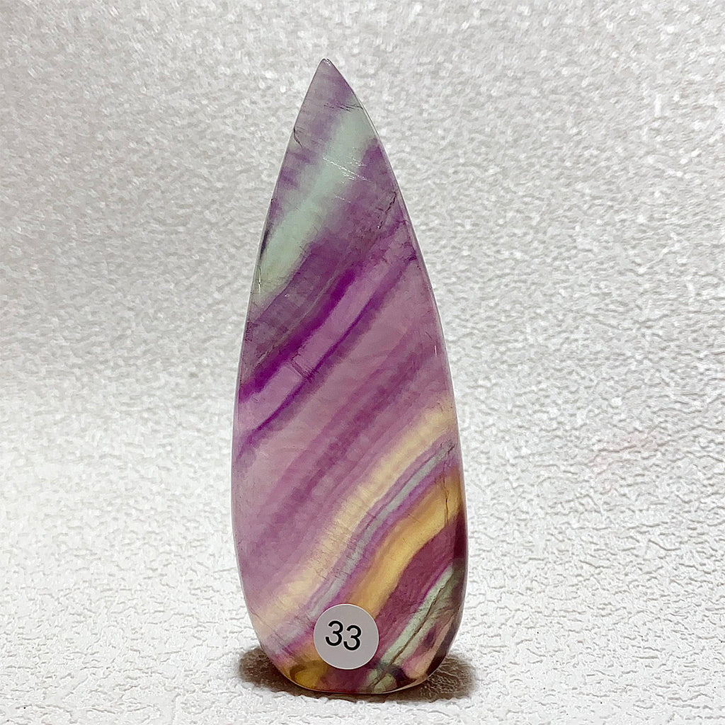 Natural Rainbow Fluorite Crystal Flame Water Drop