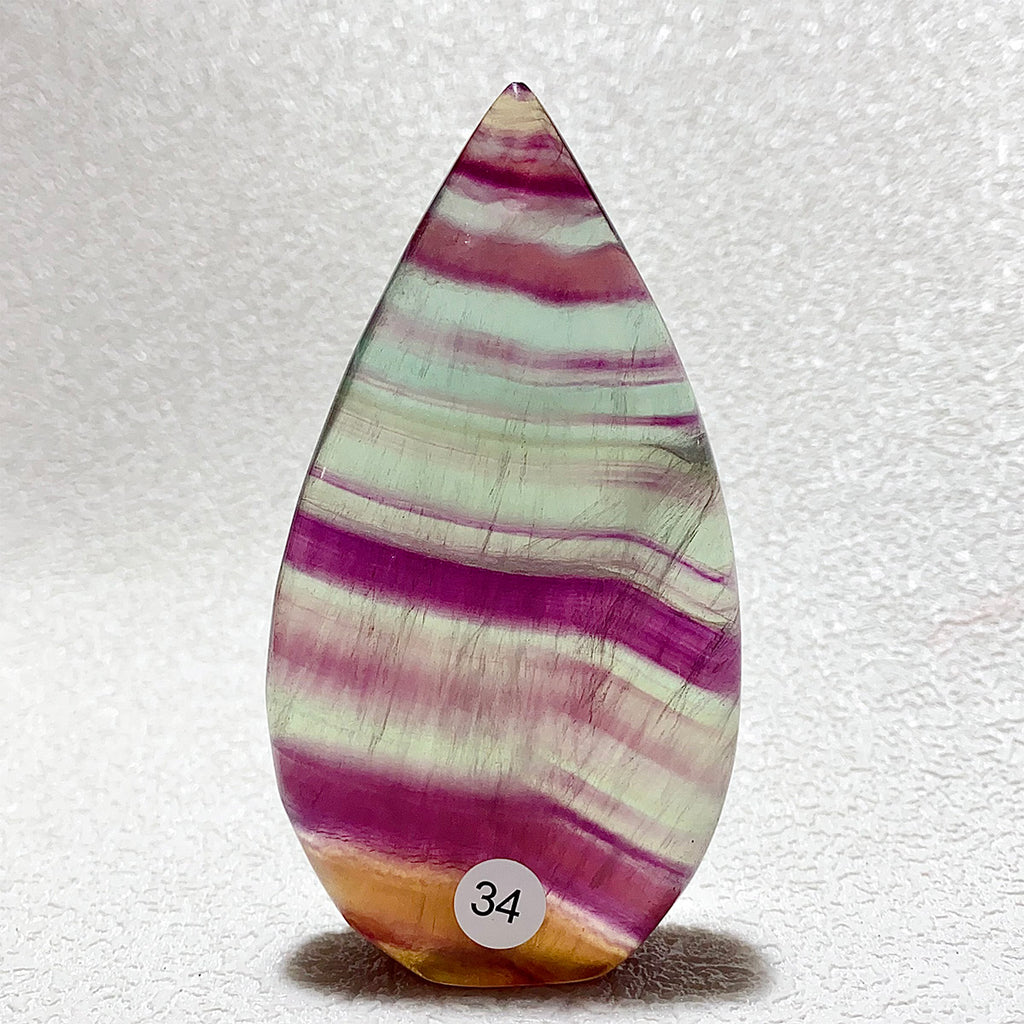 Natural Rainbow Fluorite Crystal Flame Water Drop