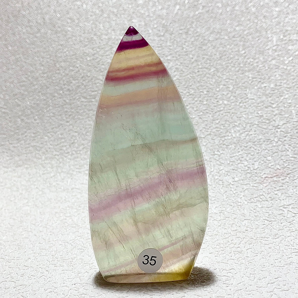 Natural Rainbow Fluorite Crystal Flame Water Drop