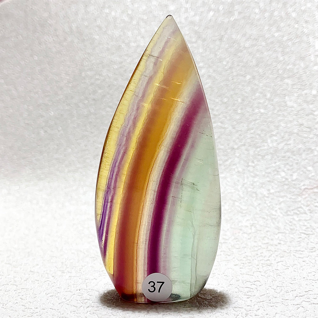 Natural Rainbow Fluorite Crystal Flame Water Drop