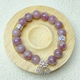 11mm Lavender Rose Quartz Bracelet With Snowflake Pendant Charm Bracelets Jewelry Gift