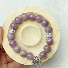 Load image into Gallery viewer, 11mm Lavender Rose Quartz Bracelet With Snowflake Pendant Charm Bracelets Jewelry Gift