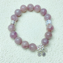 Load image into Gallery viewer, 11mm Lavender Rose Quartz Bracelet With Snowflake Pendant Charm Bracelets Jewelry Gift