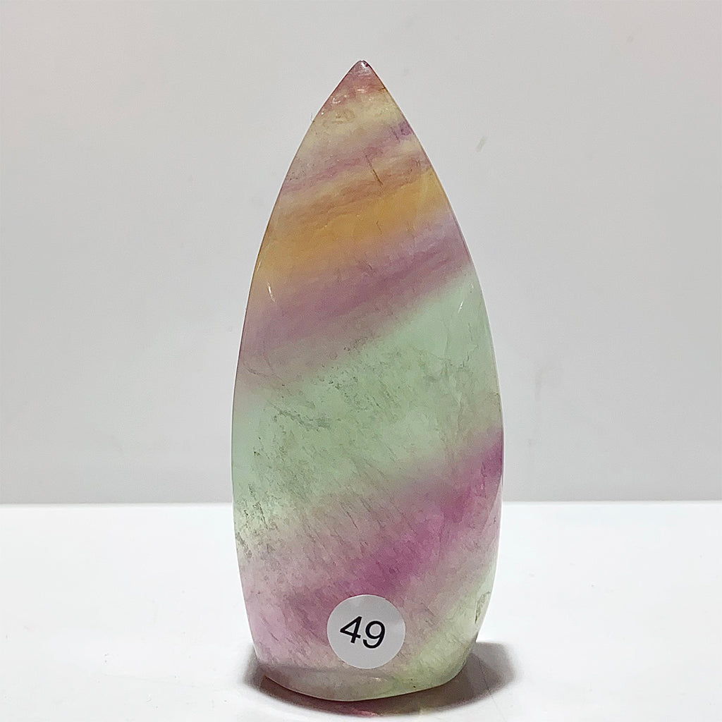 Natural Rainbow Fluorite Crystal Flame Water Drop