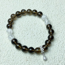 Load image into Gallery viewer, 8MM Smoky Quartz With Cracked Clear Quartz Crystal Bracelet For Women Pulsera