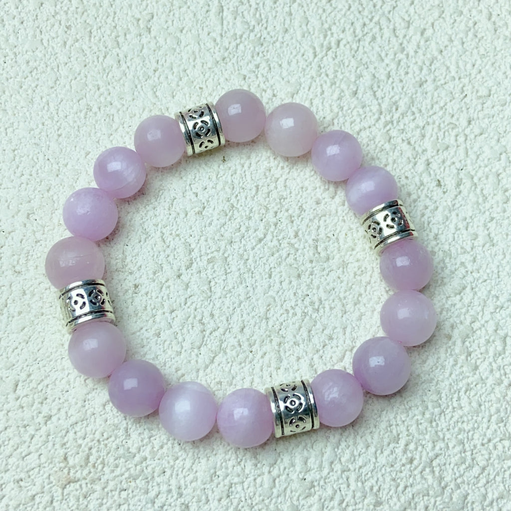 9mm Kunzite Bracelets Reiki Crystal Healing Gemstone Girl Party Wedding Jewelry Gifts