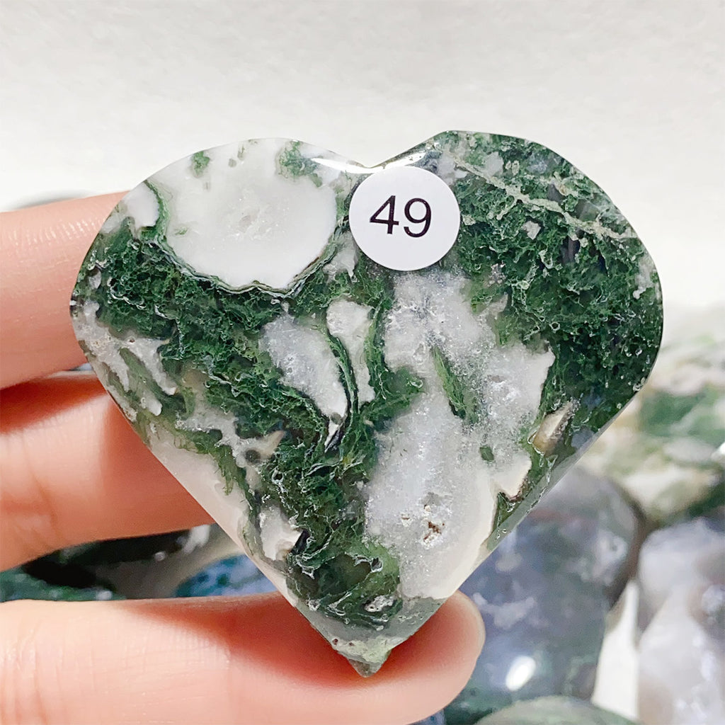 Moss Agate Crystal Love Heart