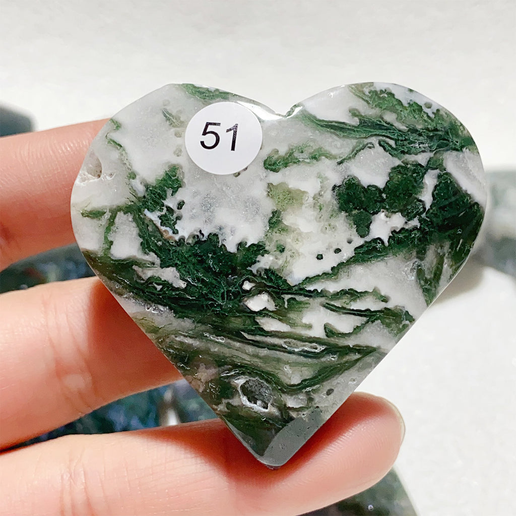 Moss Agate Crystal Love Heart