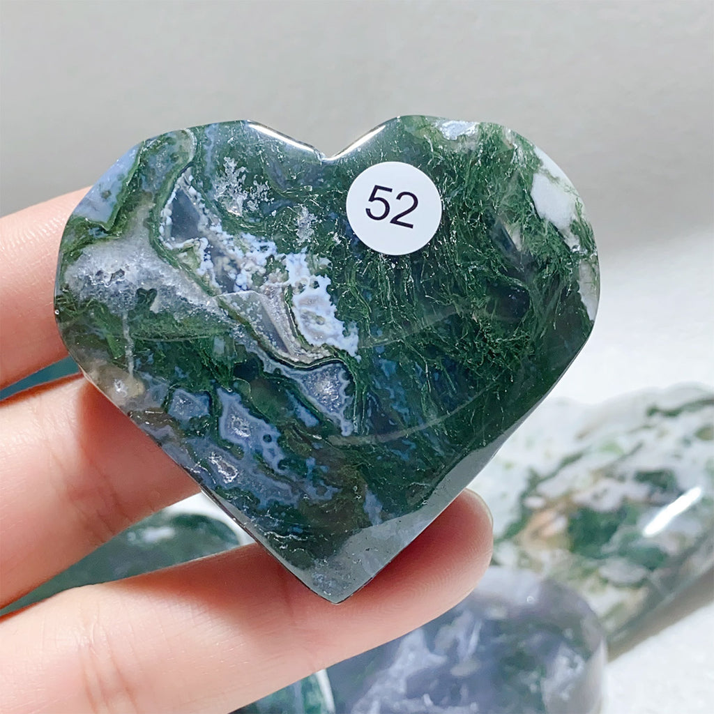 Moss Agate Crystal Love Heart