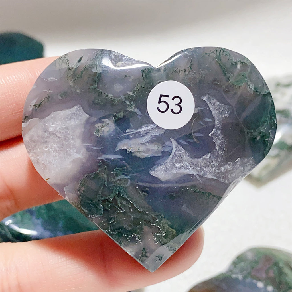 Moss Agate Crystal Love Heart