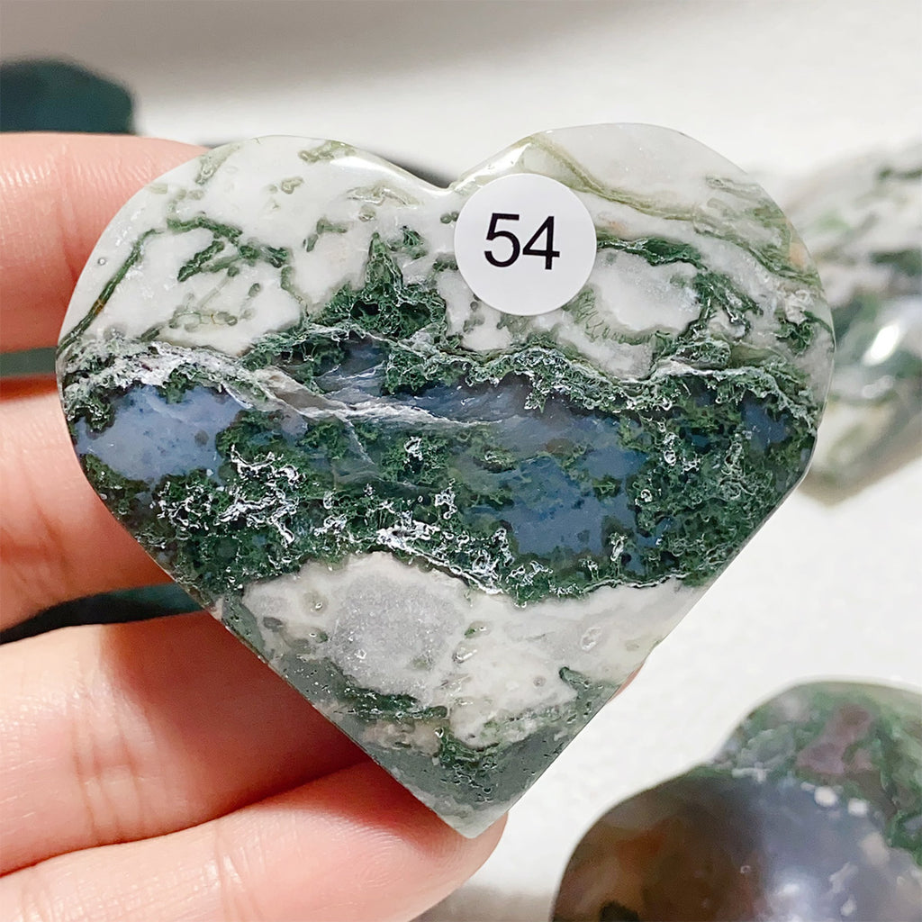 Moss Agate Crystal Love Heart