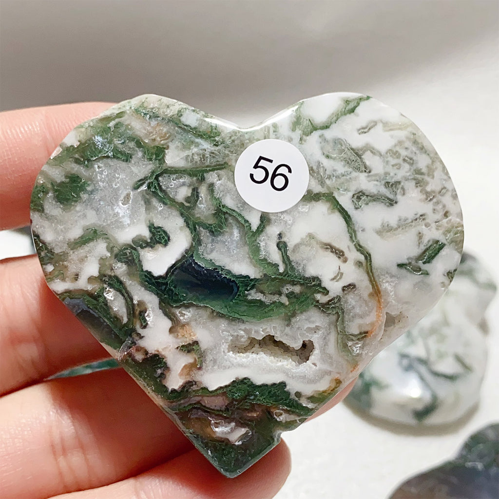 Moss Agate Crystal Love Heart