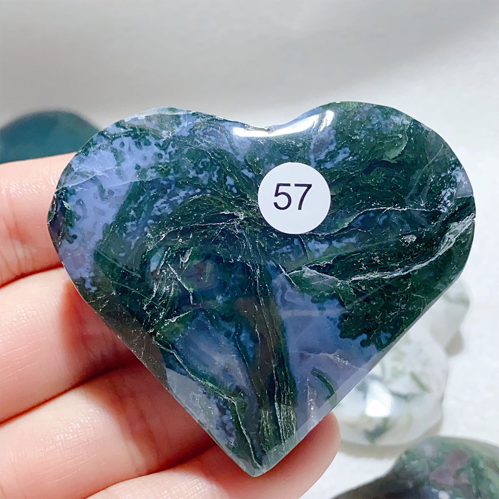 Moss Agate Crystal Love Heart