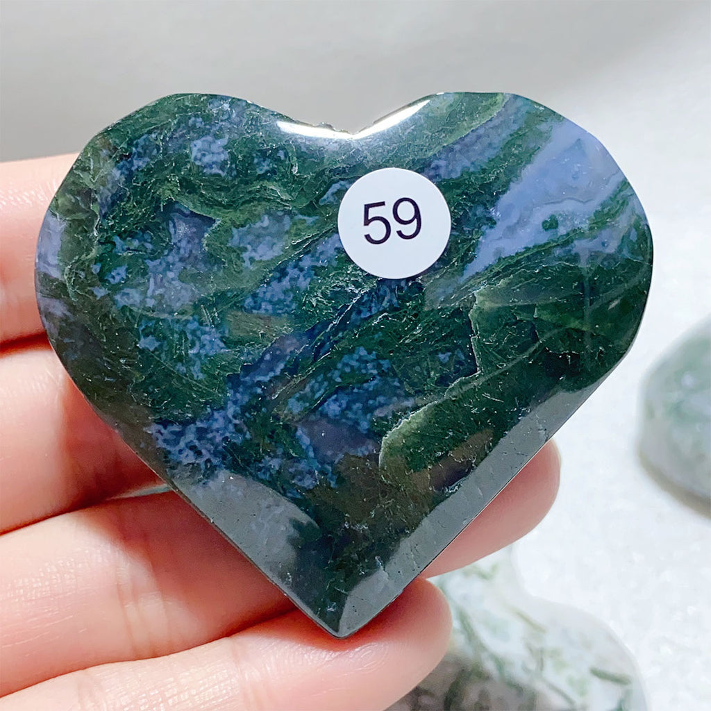 Moss Agate Crystal Love Heart