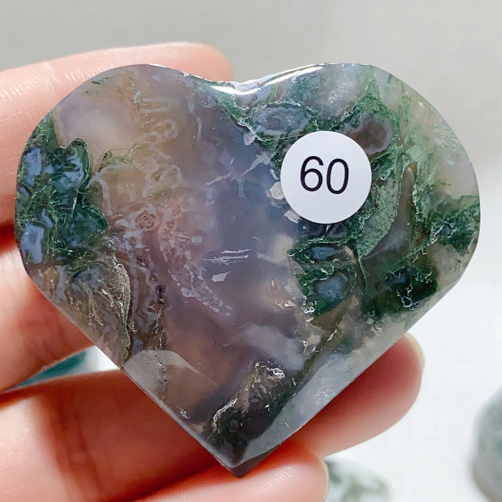 Moss Agate Crystal Love Heart