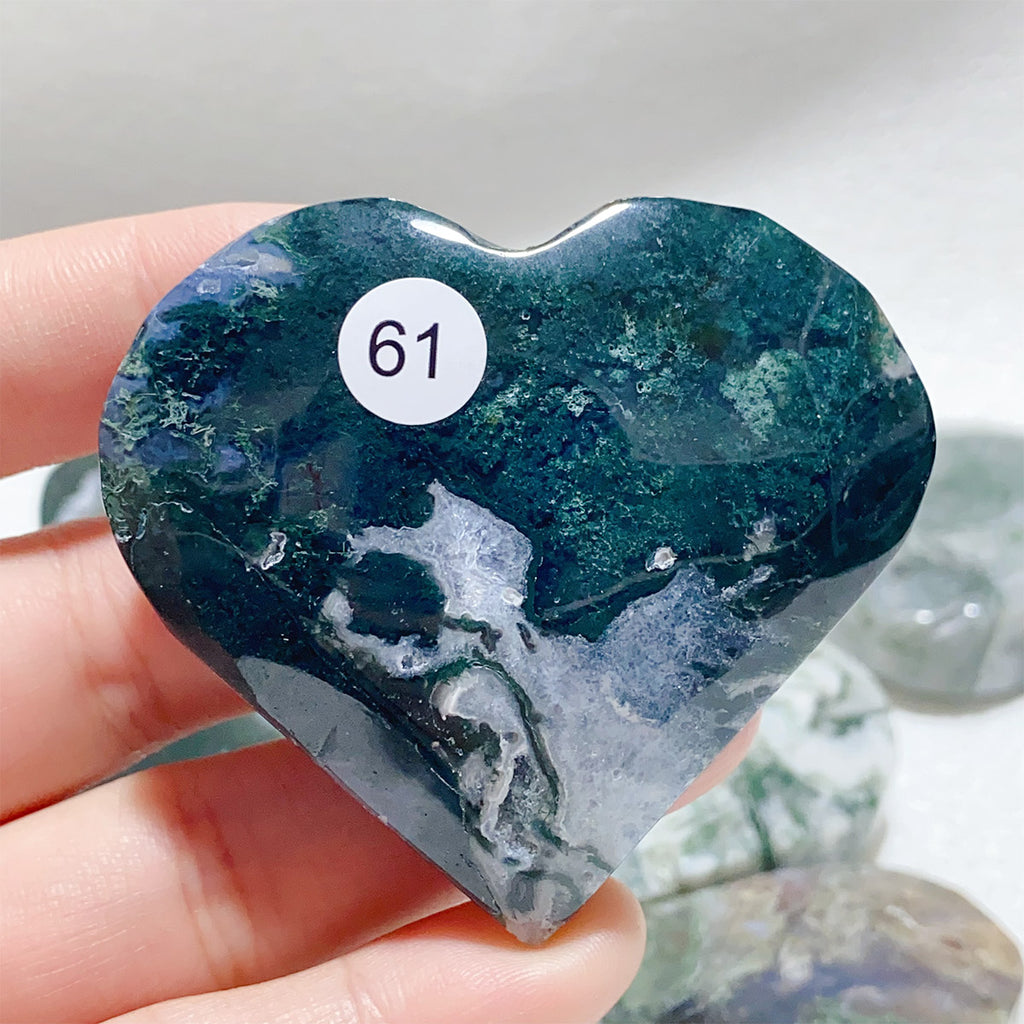 Moss Agate Crystal Love Heart