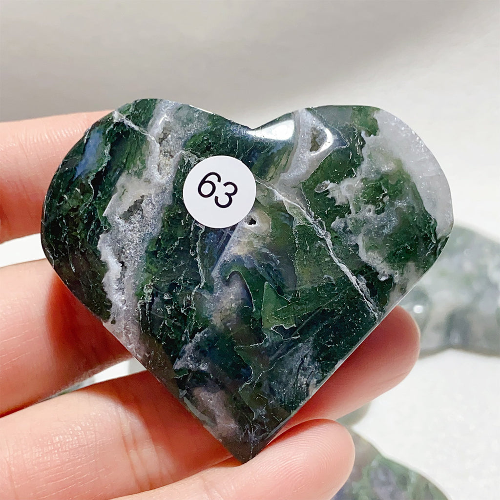 Moss Agate Crystal Love Heart