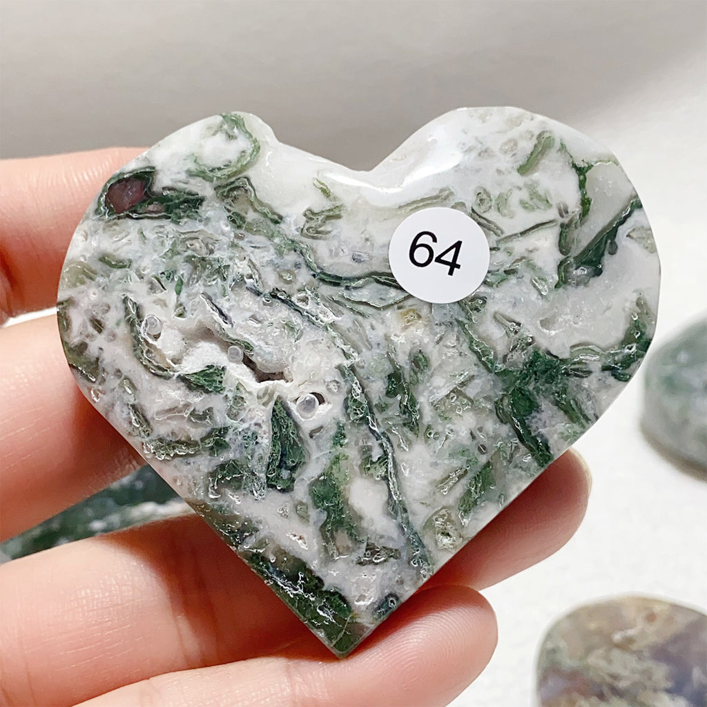 Moss Agate Crystal Love Heart