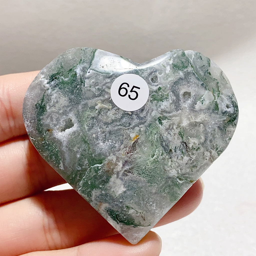 Moss Agate Crystal Love Heart