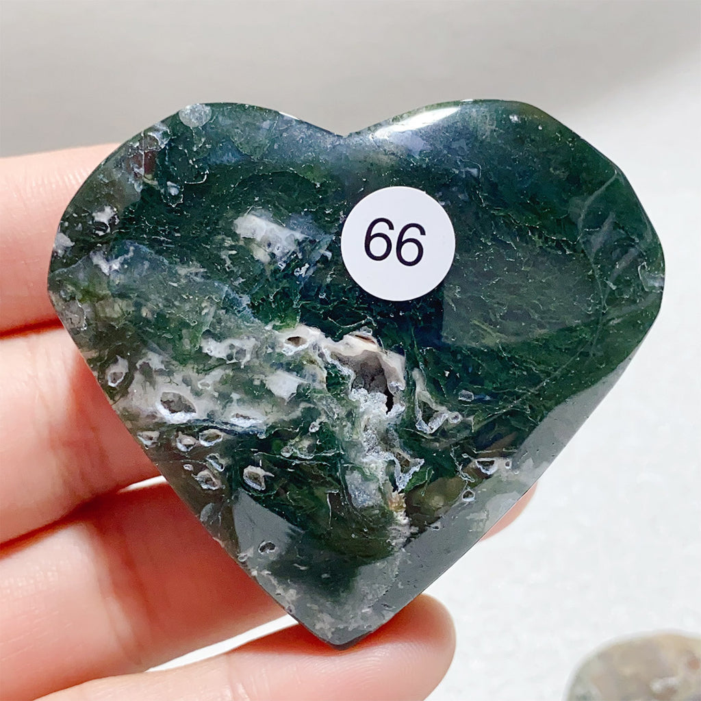 Moss Agate Crystal Love Heart