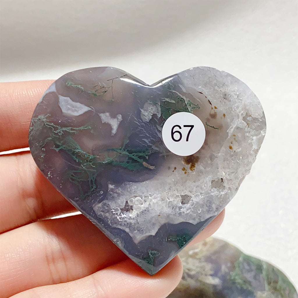 Moss Agate Crystal Love Heart