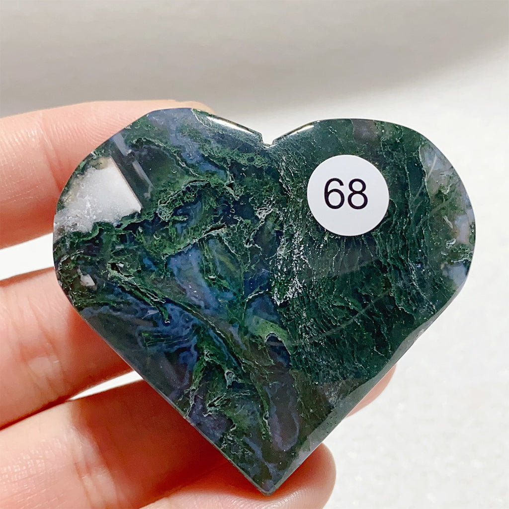 Moss Agate Crystal Love Heart