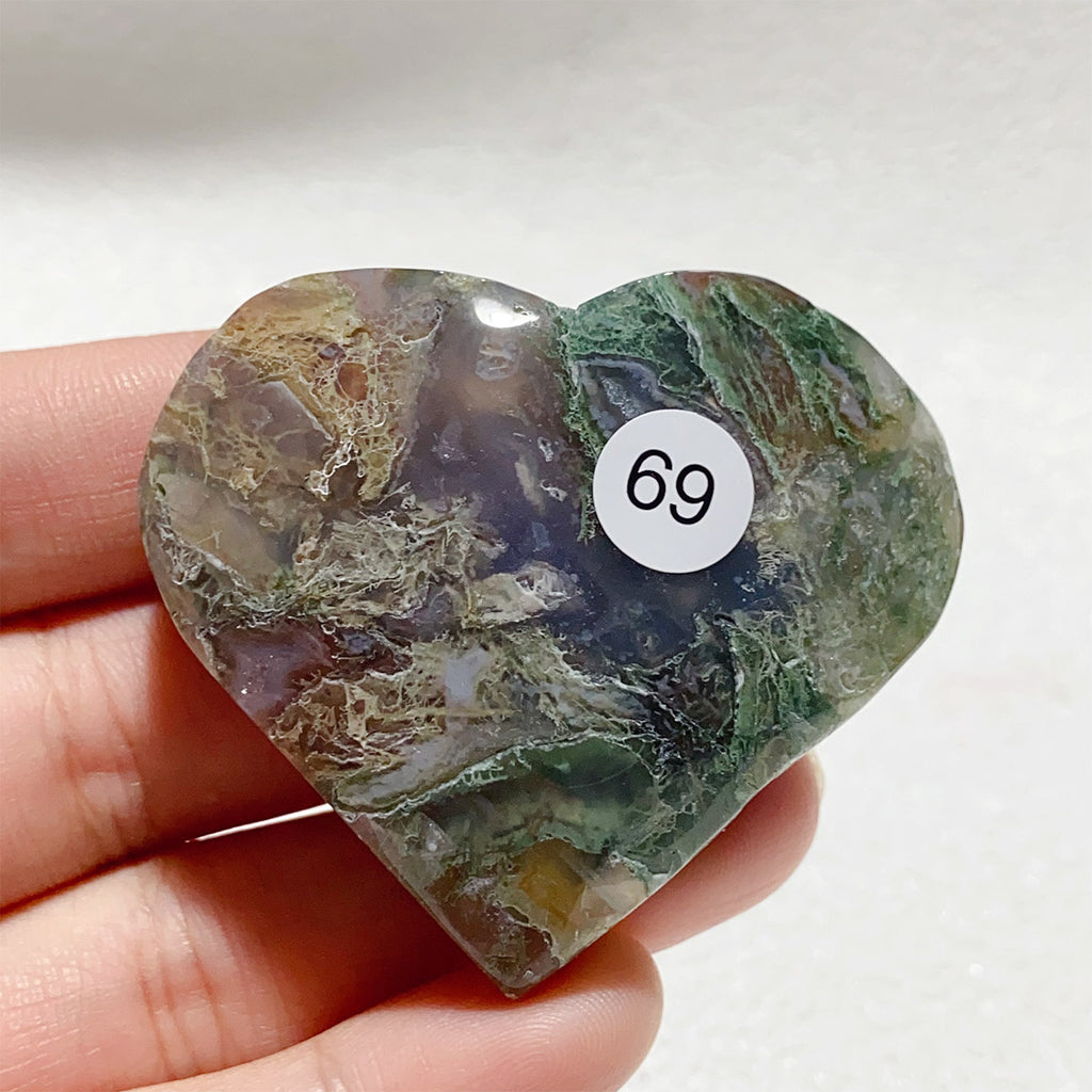 Moss Agate Crystal Love Heart