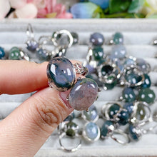 Load image into Gallery viewer, Moss Agate Crystal Adjustable Rings $10/3PCS