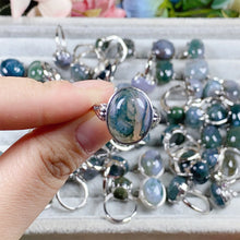 Load image into Gallery viewer, Moss Agate Crystal Adjustable Rings $10/3PCS