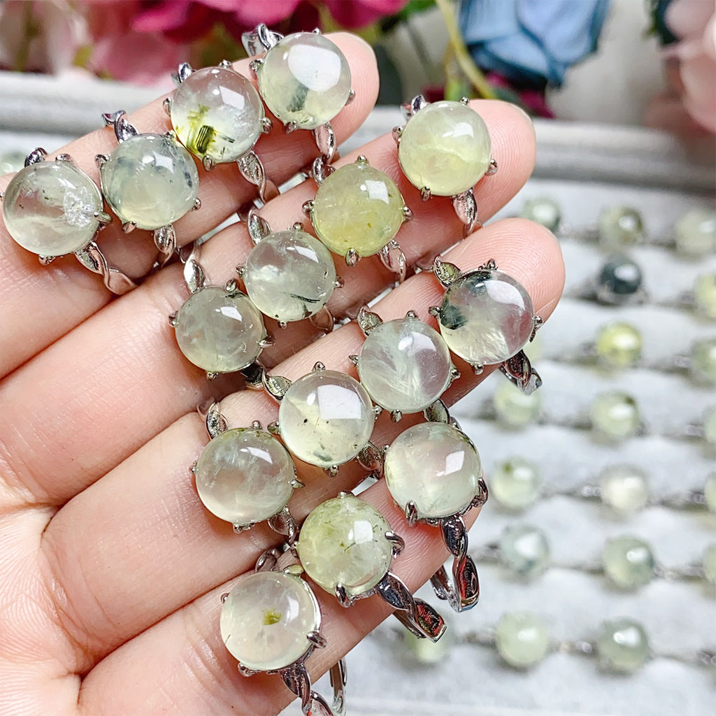 Crystal Prehnite  Adjustable Rings $10/3PCS