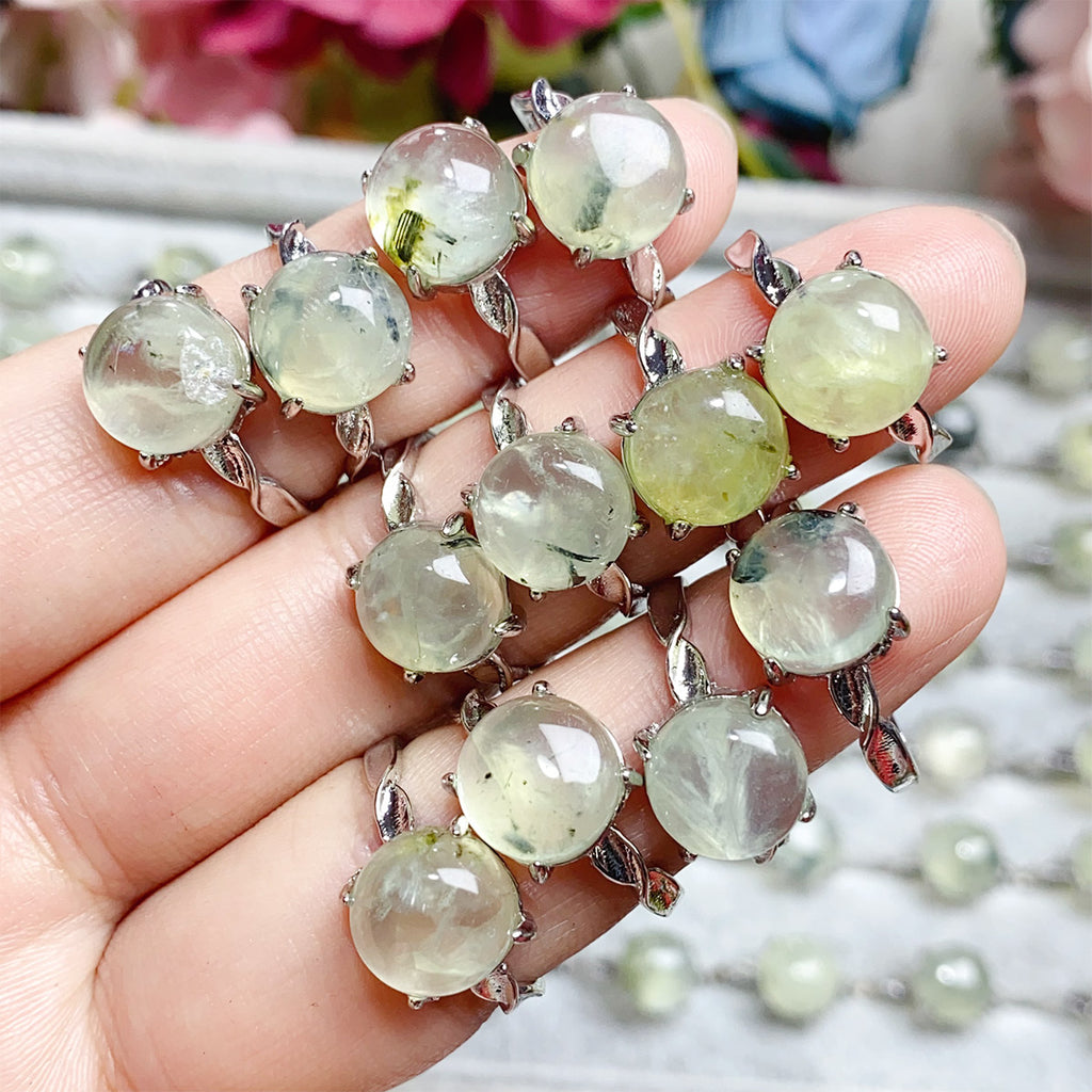 Crystal Prehnite  Adjustable Rings $10/3PCS