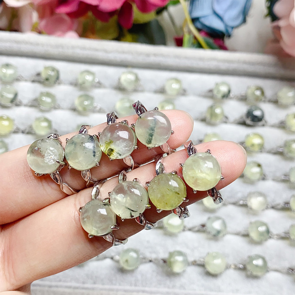 Crystal Prehnite  Adjustable Rings $10/3PCS