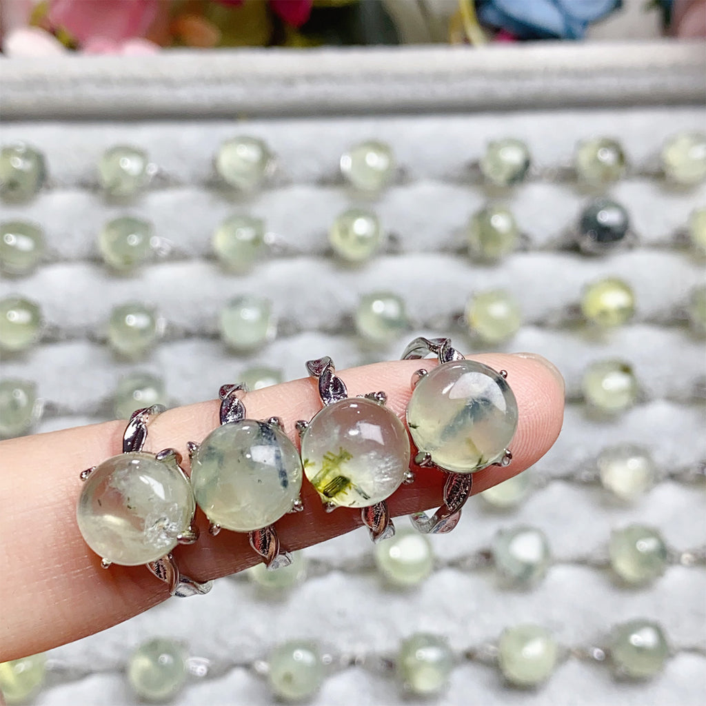 Crystal Prehnite  Adjustable Rings $10/3PCS