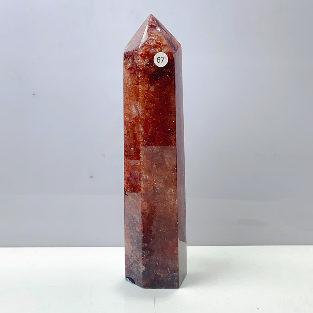 Large Fire Quartz Tower Reiki Crystal Healing Energy Polished Stone Home Decorations