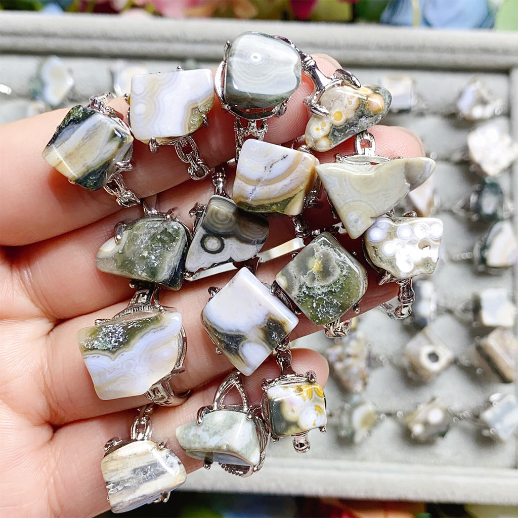 Ocean Jasper Crystal Adjustable Rings $20/10PCS