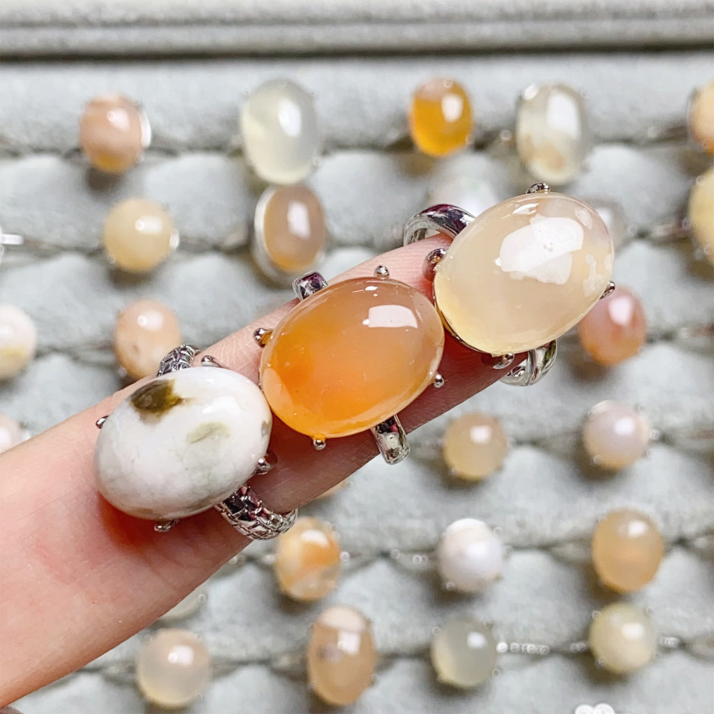 Flower Agate Crystal Adjustable Rings $10/3PCS