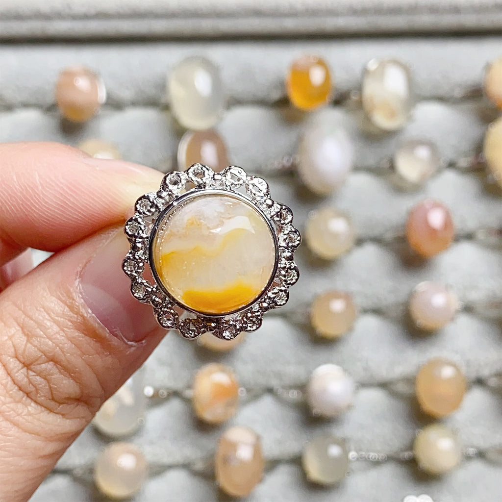 Flower Agate Crystal Adjustable Rings $10/3PCS