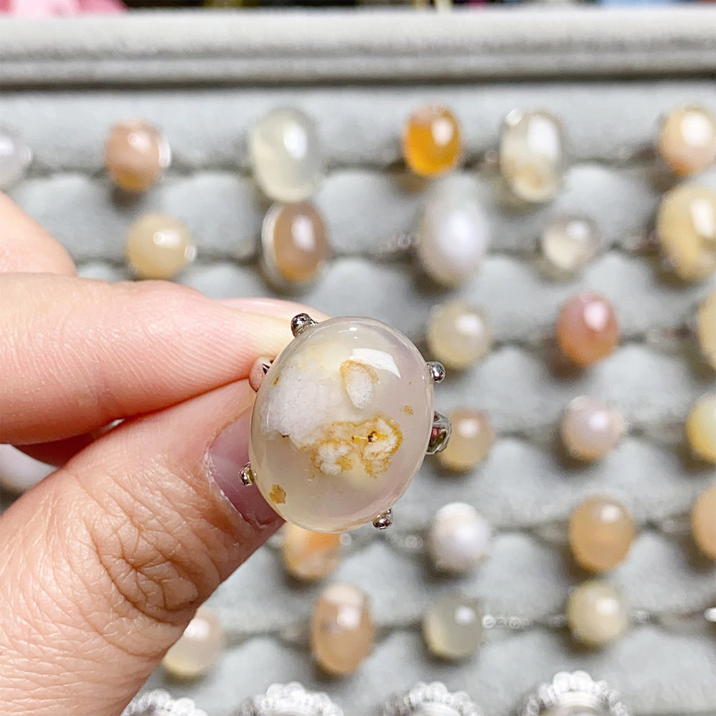 Flower Agate Crystal Adjustable Rings $10/3PCS