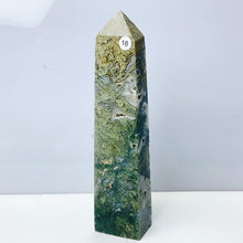 Load image into Gallery viewer, Moss Agate Crystal Tower Stone Meditation Spiritual Healing Crystals Feng Shui Room Decortion