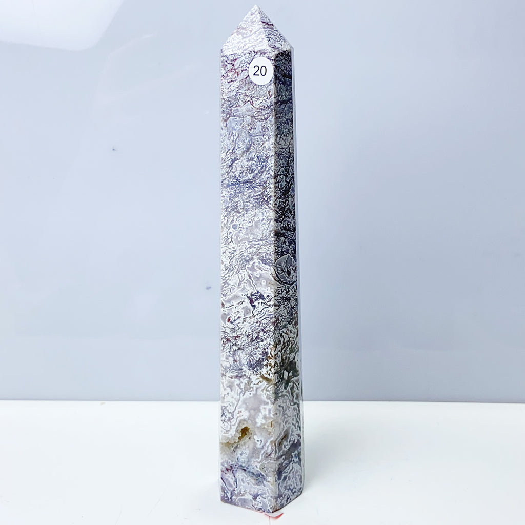 Moss Agate Crystal Tower Stone Meditation Spiritual Healing Crystals Feng Shui Room Decortion