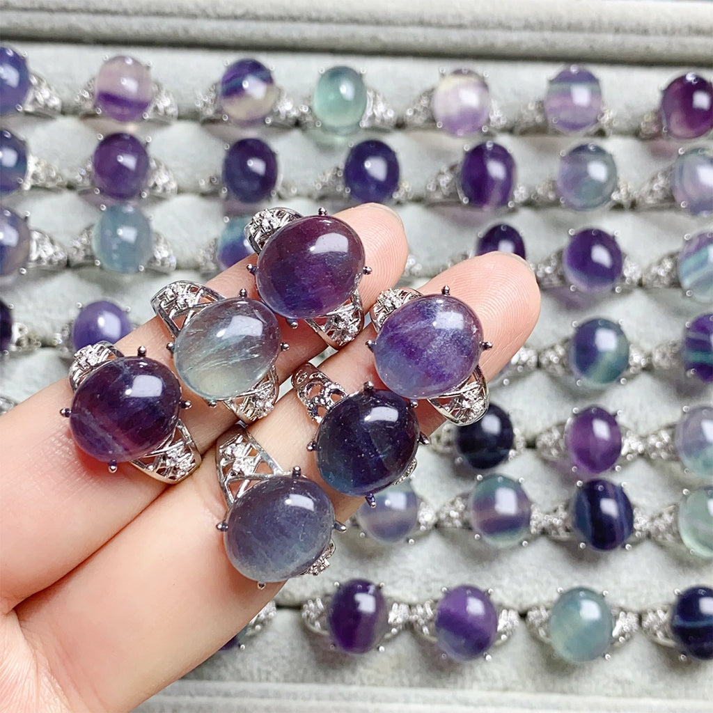 Fluorite  Crystal Adjustable Rings $10/3PCS