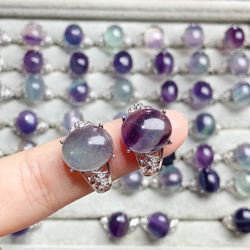 Fluorite  Crystal Adjustable Rings $10/3PCS