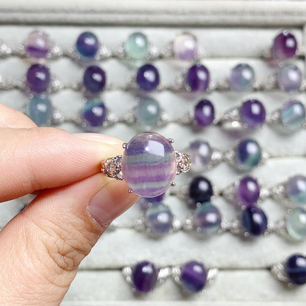 Fluorite  Crystal Adjustable Rings $10/3PCS