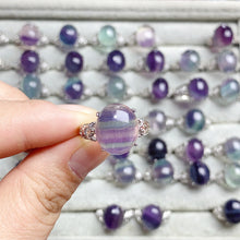 Load image into Gallery viewer, Fluorite  Crystal Adjustable Rings $10/3PCS