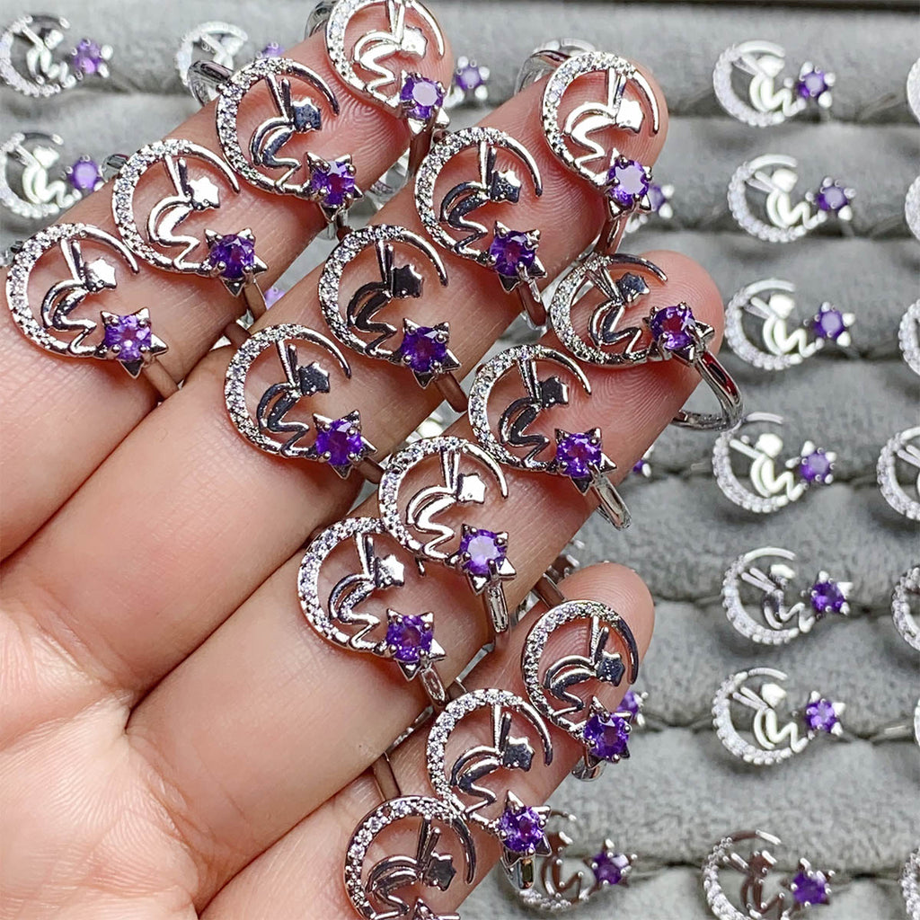 Amethyst Crystal Adjustable Rings $10/3PCS