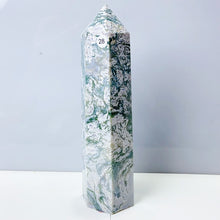 Load image into Gallery viewer, Moss Agate Crystal Tower Stone Meditation Spiritual Healing Crystals Feng Shui Room Decortion