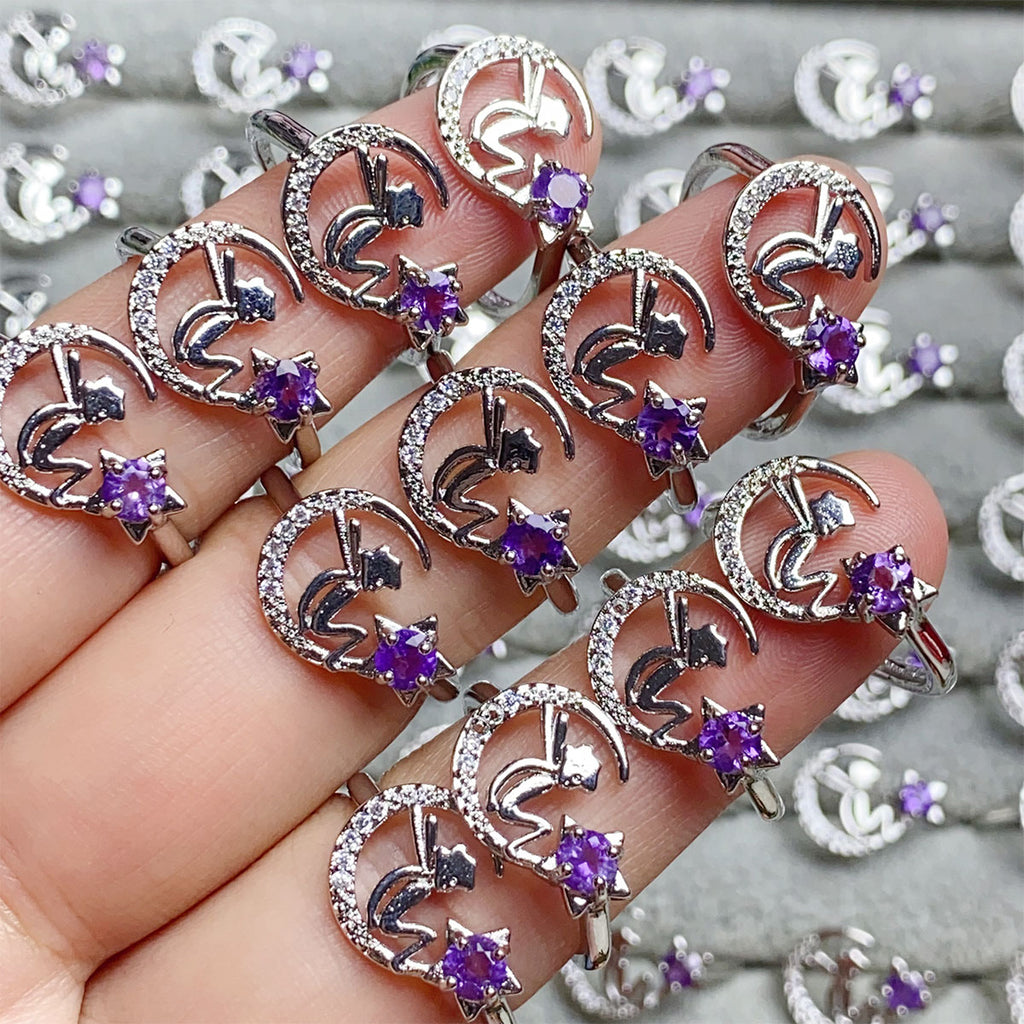 Amethyst Crystal Adjustable Rings $10/3PCS