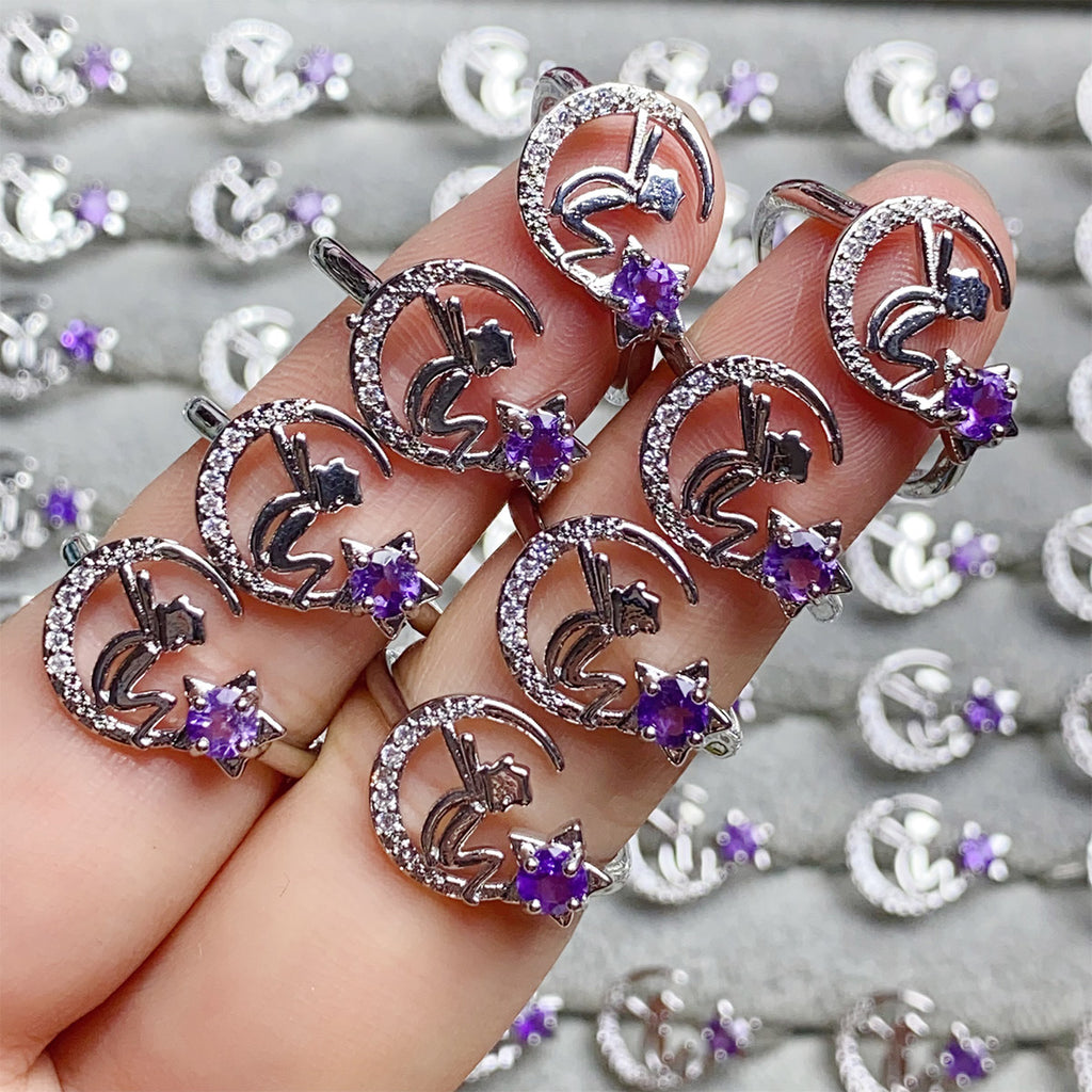 Amethyst Crystal Adjustable Rings $10/3PCS