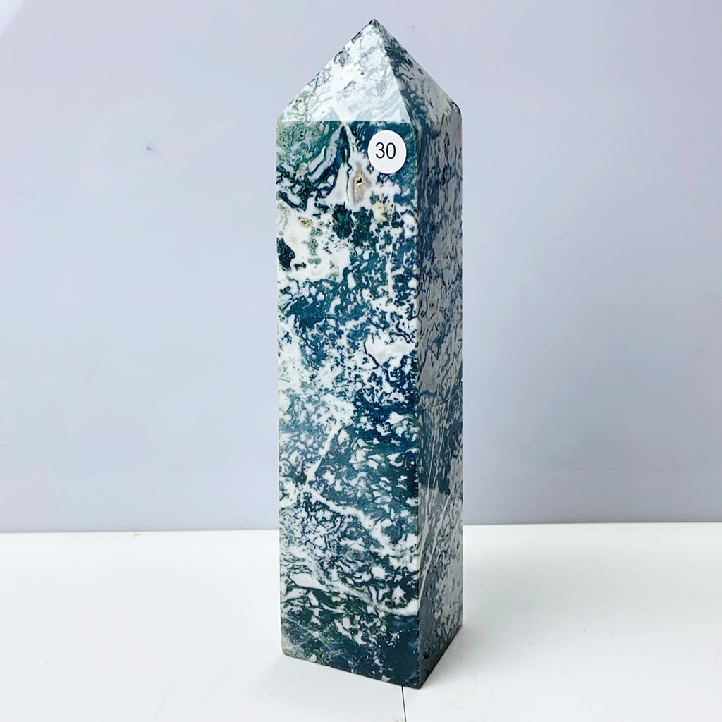 Moss Agate Crystal Tower Stone Meditation Spiritual Healing Crystals Feng Shui Room Decortion