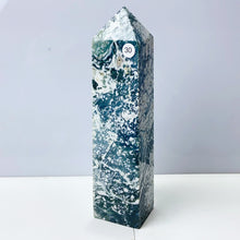 Load image into Gallery viewer, Moss Agate Crystal Tower Stone Meditation Spiritual Healing Crystals Feng Shui Room Decortion